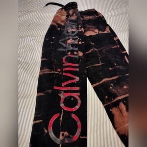 Bleach Dyed And Distressed Calvin Klein Sweatpants